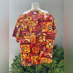 Vintage 60s Hawaiian tunic shirt cotton bark cloth tiki theme Sz M by Lauhala